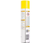HOME DEFENSE® sprayfles achterzijde met gebruiksinformatie en waarschuwingspictogram