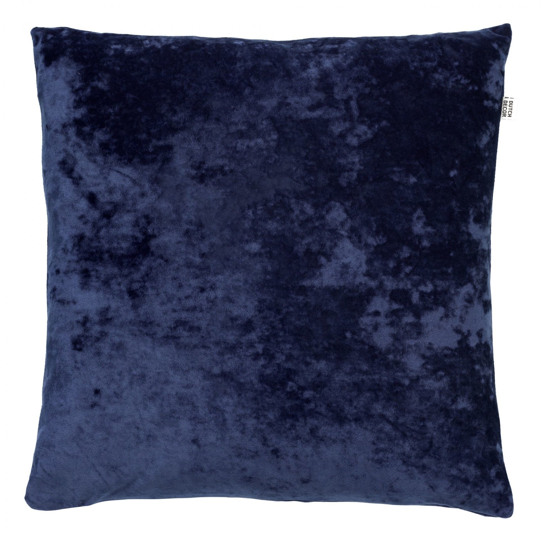 Blauw fluwelen sierkussen met subtiele structuur, vierkant