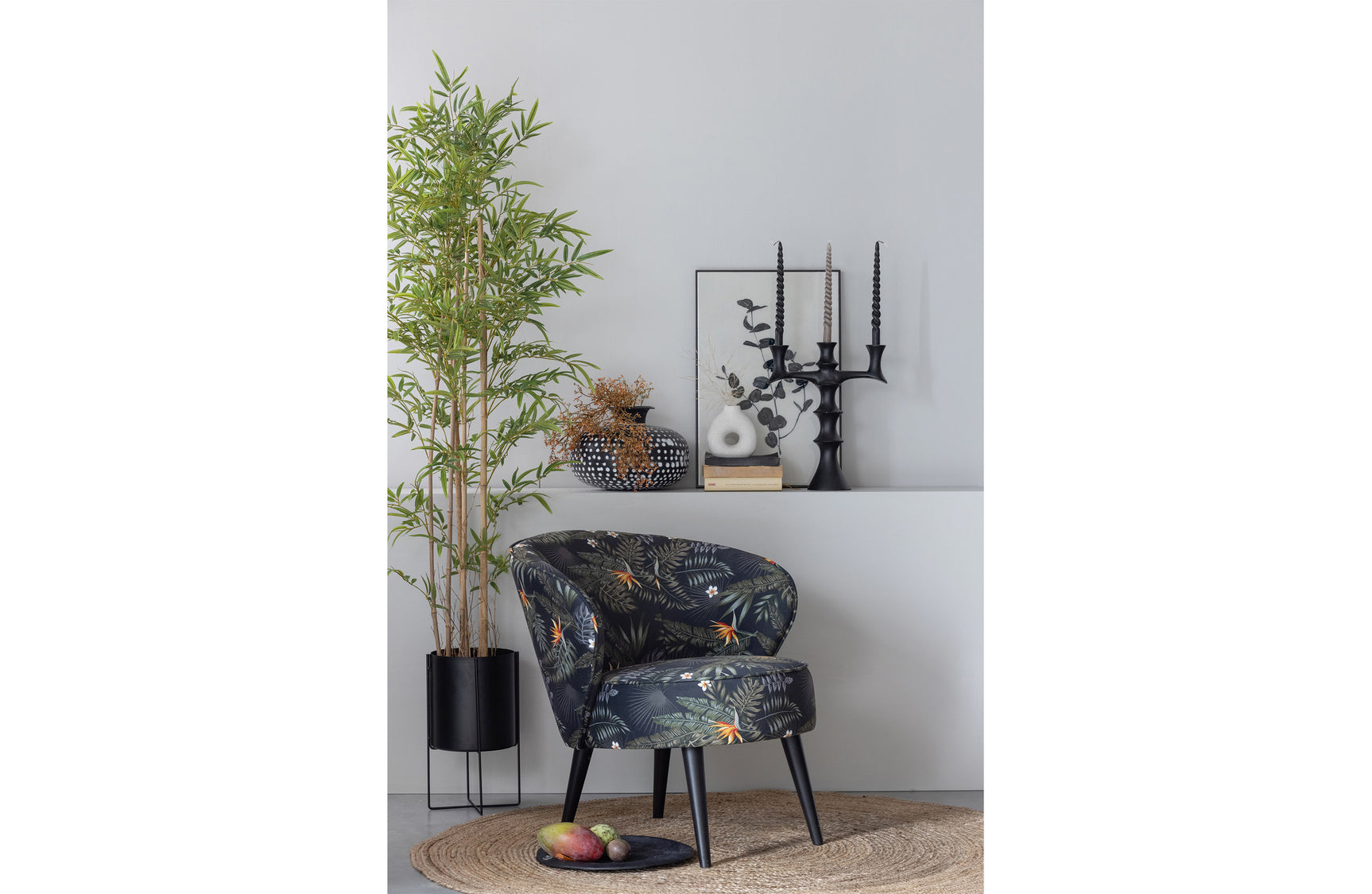 WOOOD - Fauteuil Bo fluweel - bloem print