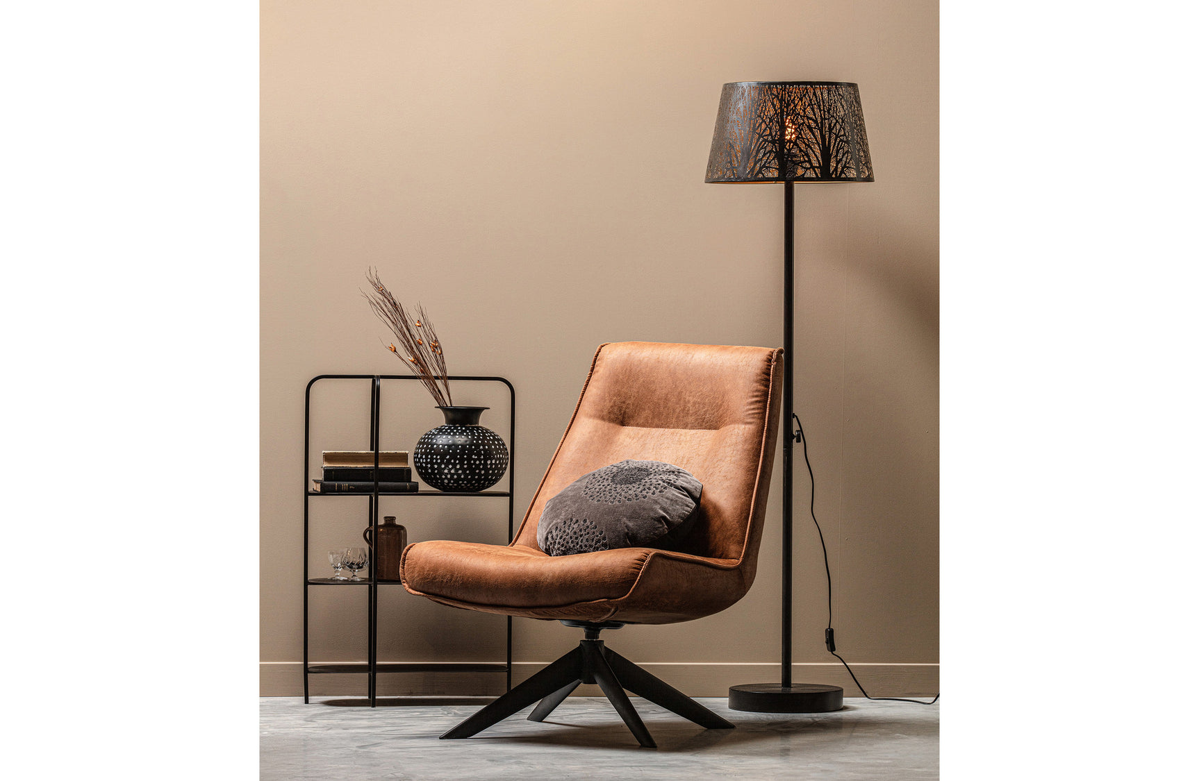 Skyler draaifauteuil kunstleer- cognac