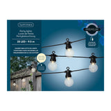 LED partylights op verpakking met zwart snoer en warmwitte lampjes