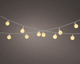 Snoer lichtjes met kleine ronde gele lampjes aan wit draad