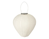 Solarlantaarn van nylon met druppelvormige kap en ophanglus, wit