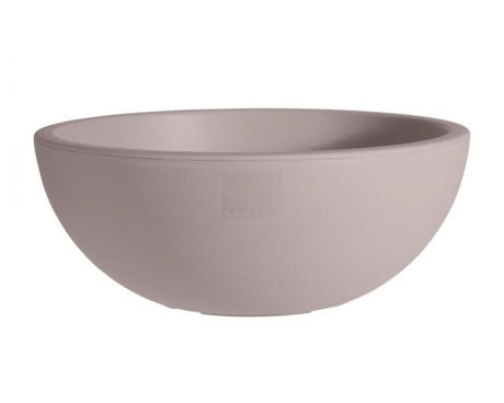 Taupekleurige ronde EK bloempot schaal, ca. 40x16 cm