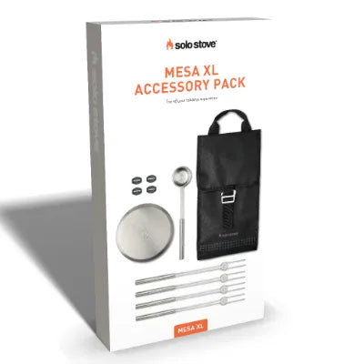 Doosverpakking met accessoireset Solo Stove Mesa XL en zwarte opbergzak
