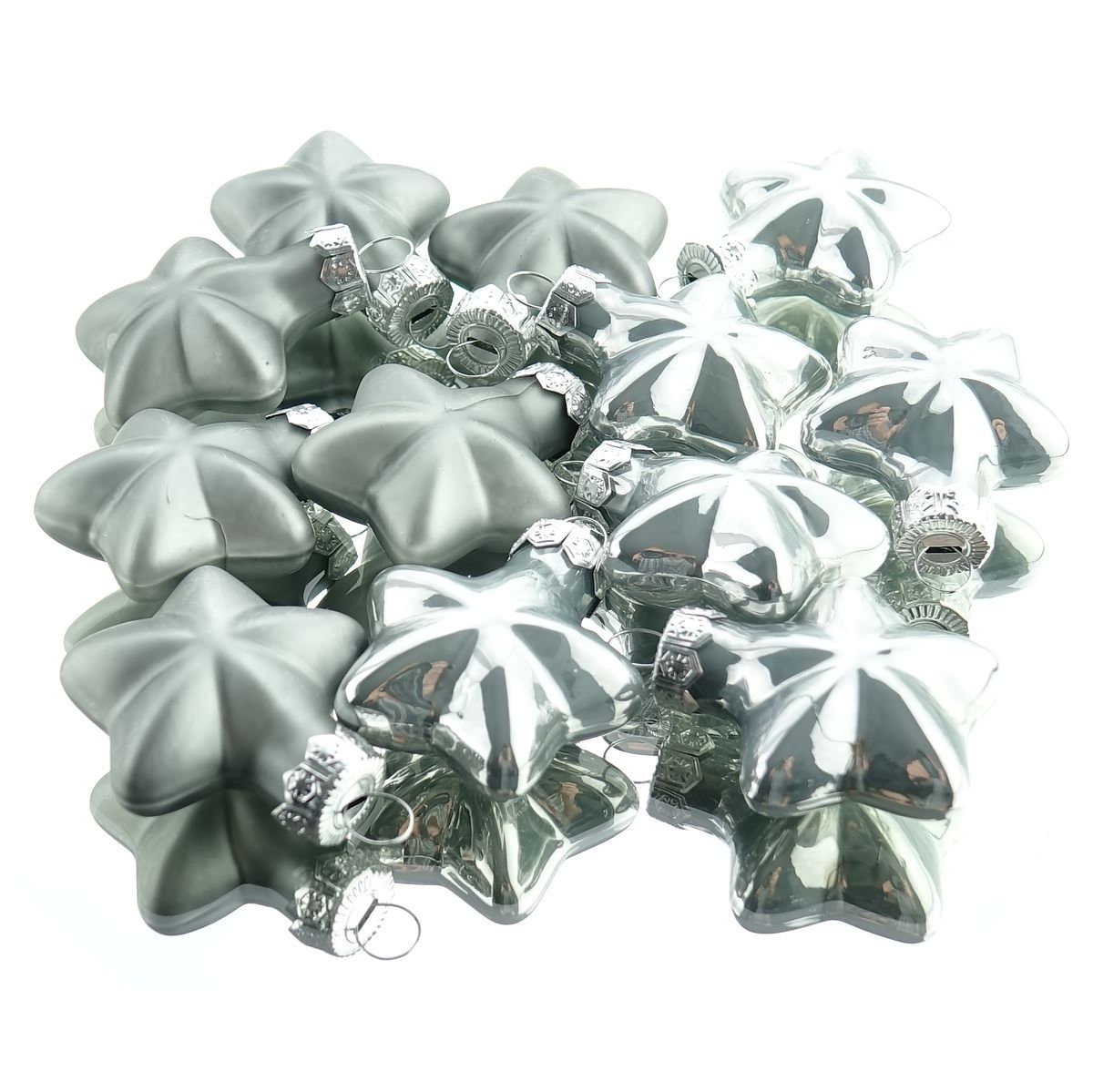 Kerststerren 12 stuks zilver grijs D4,0 cm - Decoris