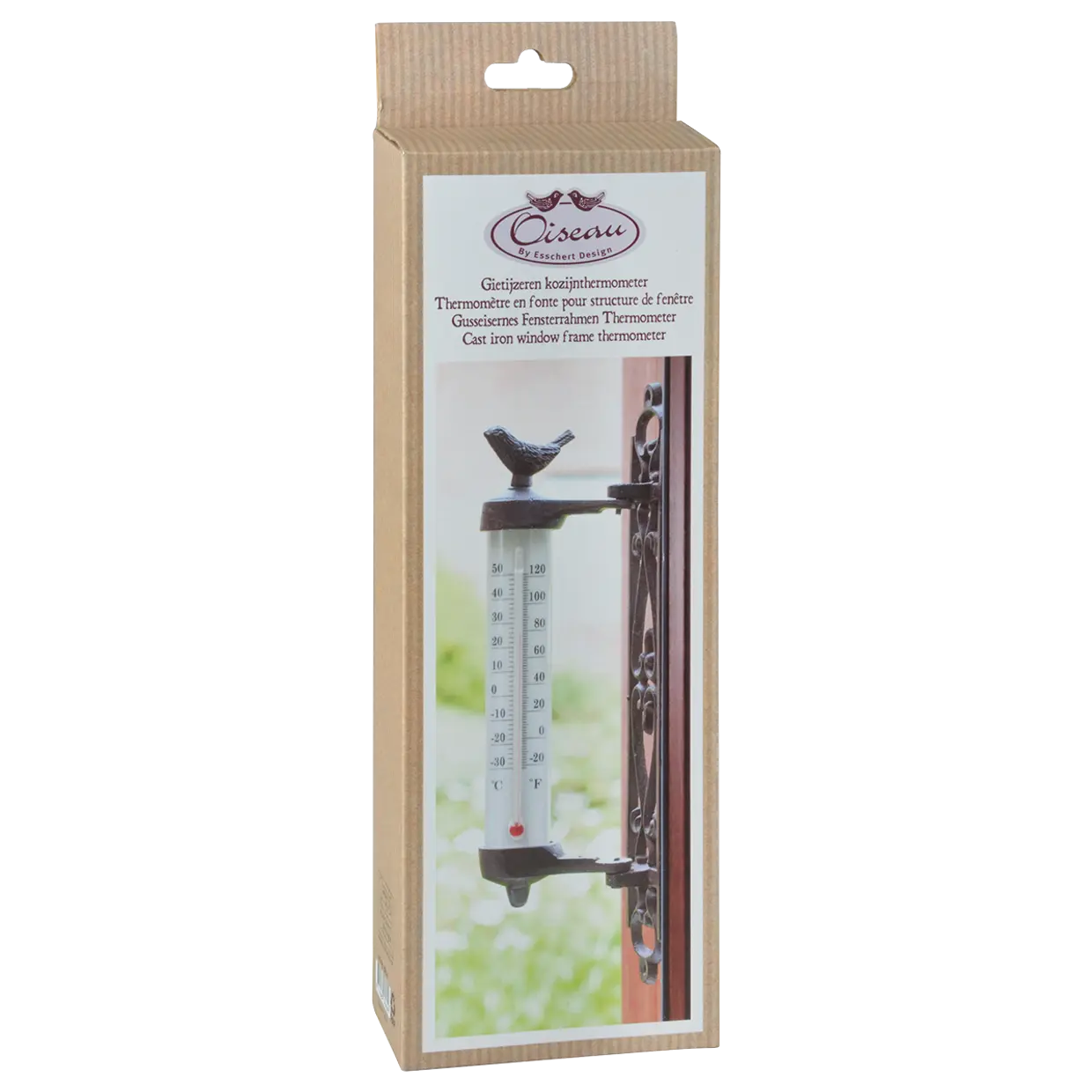 Esschert design - Wandthermometer met vogel in giftbox