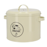 Keukencomposter crème met deksel en handgreep, COMPOST-logo op de voorzijde