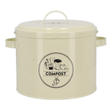 Keukencomposter crème met COMPOST-logo en draaggrepen aan de zijkant