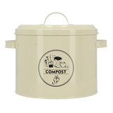 Keukencomposter in crème met gesloten deksel en COMPOST-logo