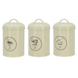 Voorraadblik thee, koffie en suiker - set van 3 stuks créme - Esschert design