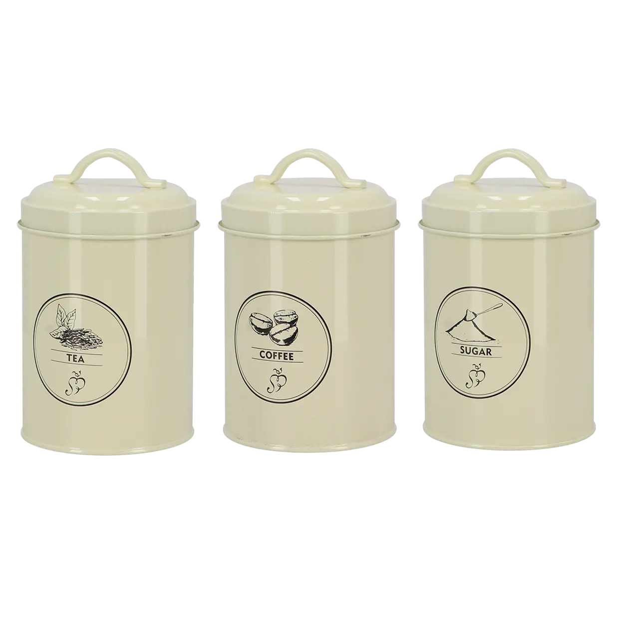 Voorraadblik thee, koffie en suiker - set van 3 stuks créme - Esschert design