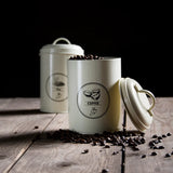 Voorraadblik thee, koffie en suiker - set van 3 stuks créme - Esschert design