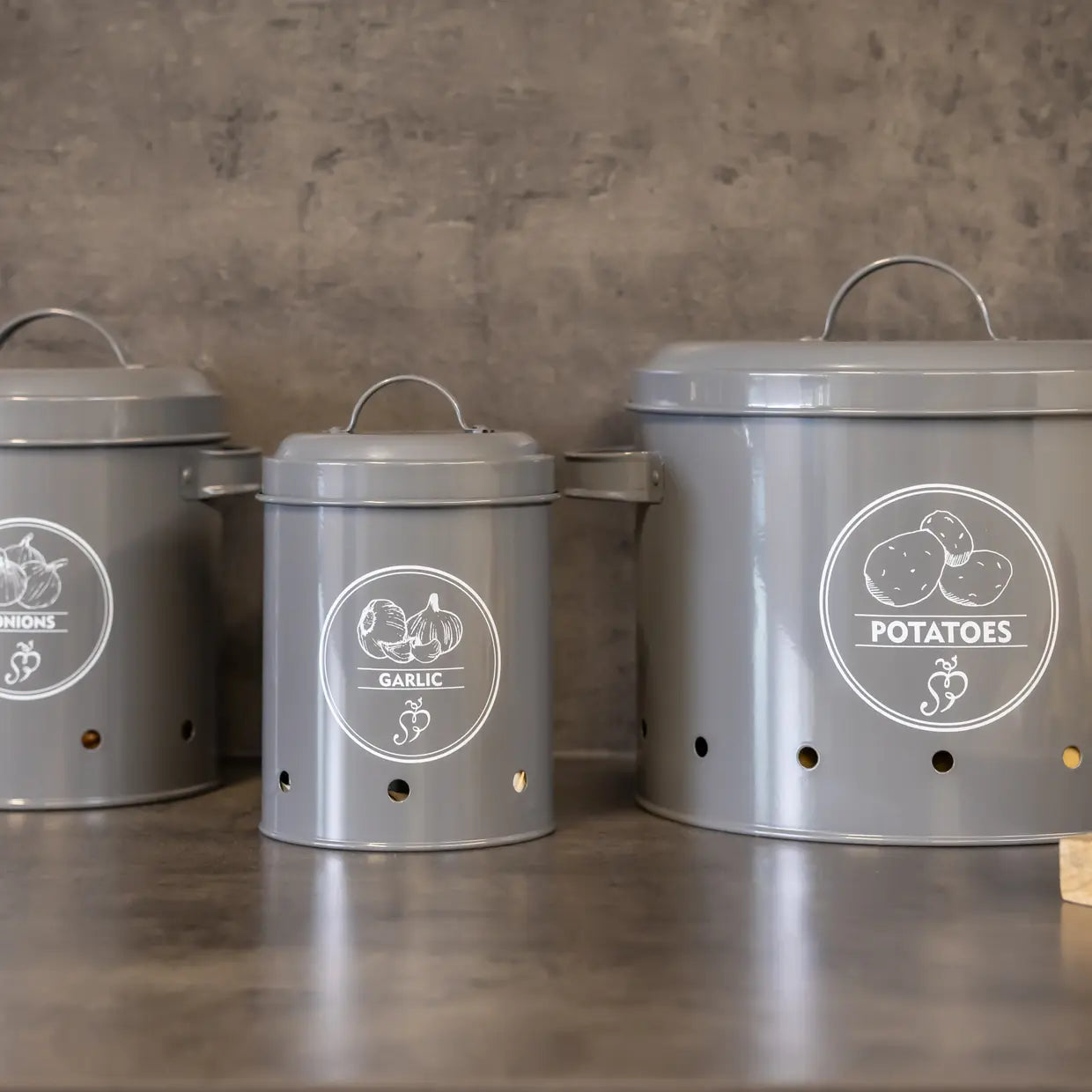 Voorraadblik voor uien antraciet - Esschert design