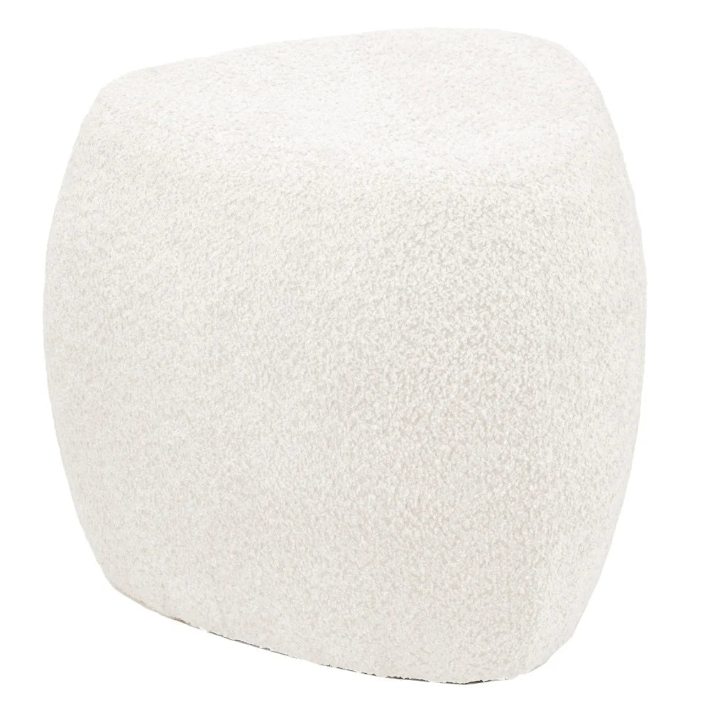 Poef organisch Jade in stof bouclé naturel