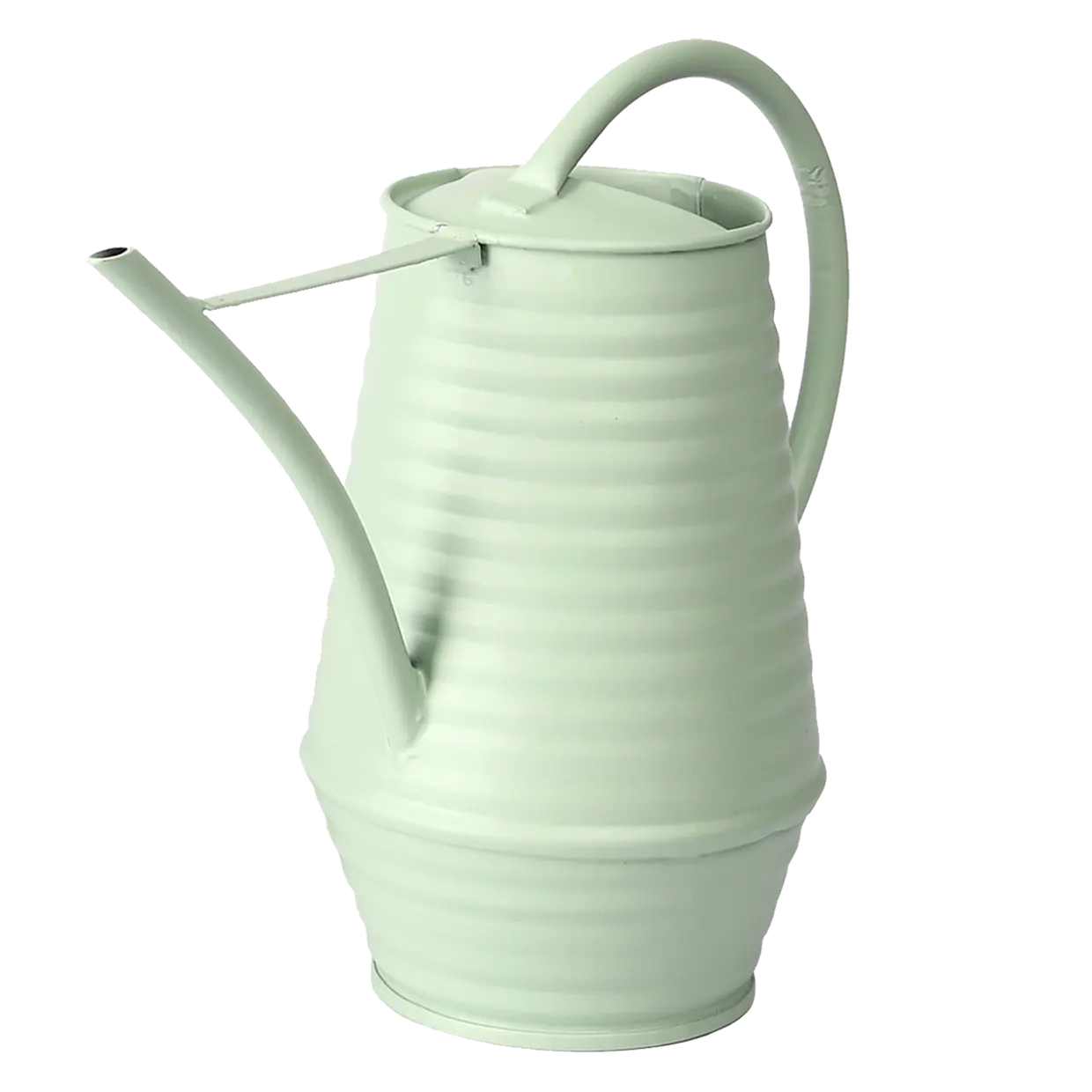 Binnengieter 1 liter wit/groenachtig met gegroefde body, handvat en tuit