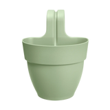 Pistachegroene hangpot zonder bloemen, met centrale beugel voor ophanging