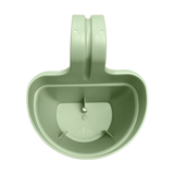 Onderkant van pistachegroene hangpot met bevestigingspunt en Elho-logo