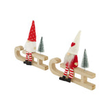 Figuur gnome op slee 20x2x19cm assorti (per stuk)