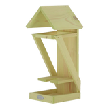 Houten wijnflesvoedertafel, zicht op binnenkant en onderste opvangbak