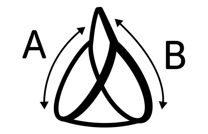 Hondentuigdiagram met pijlen A en B voor maatbepaling