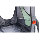 hondenfietskar interieur met gordelhaak en zijraam, zwarte bekleding met groen paneel