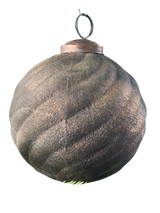 Antracietkleurige glazen kerstbal met gouden ophanglus en topkap, 9 cm