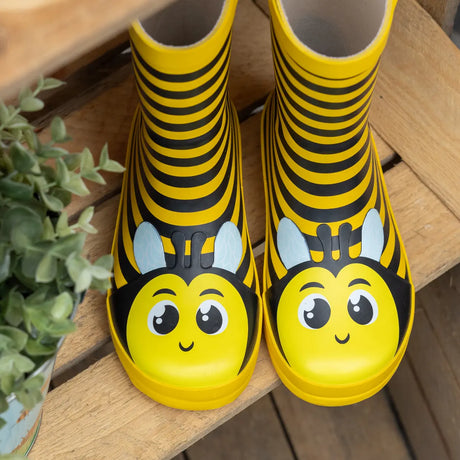 Kinderlaarzen van Esschert design met bijenprint, geel en zwart gestreept (paar)