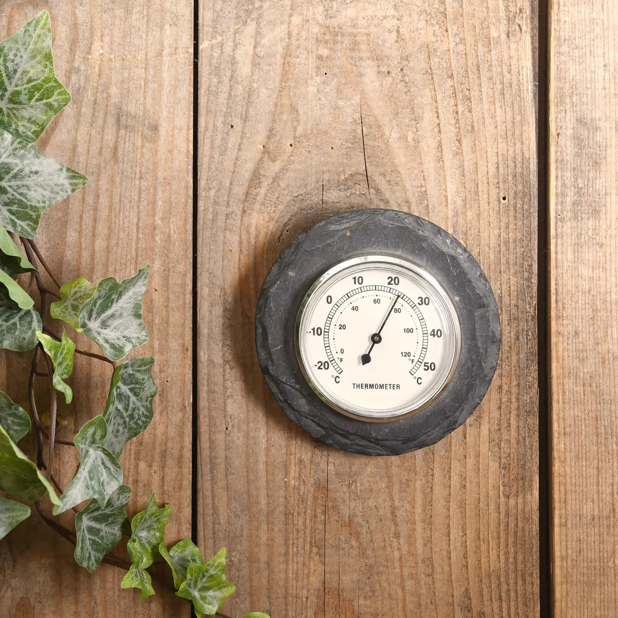 Leisteen thermometer rond 12cm - Esschert design