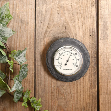 Leisteen thermometer rond 12cm - Esschert design