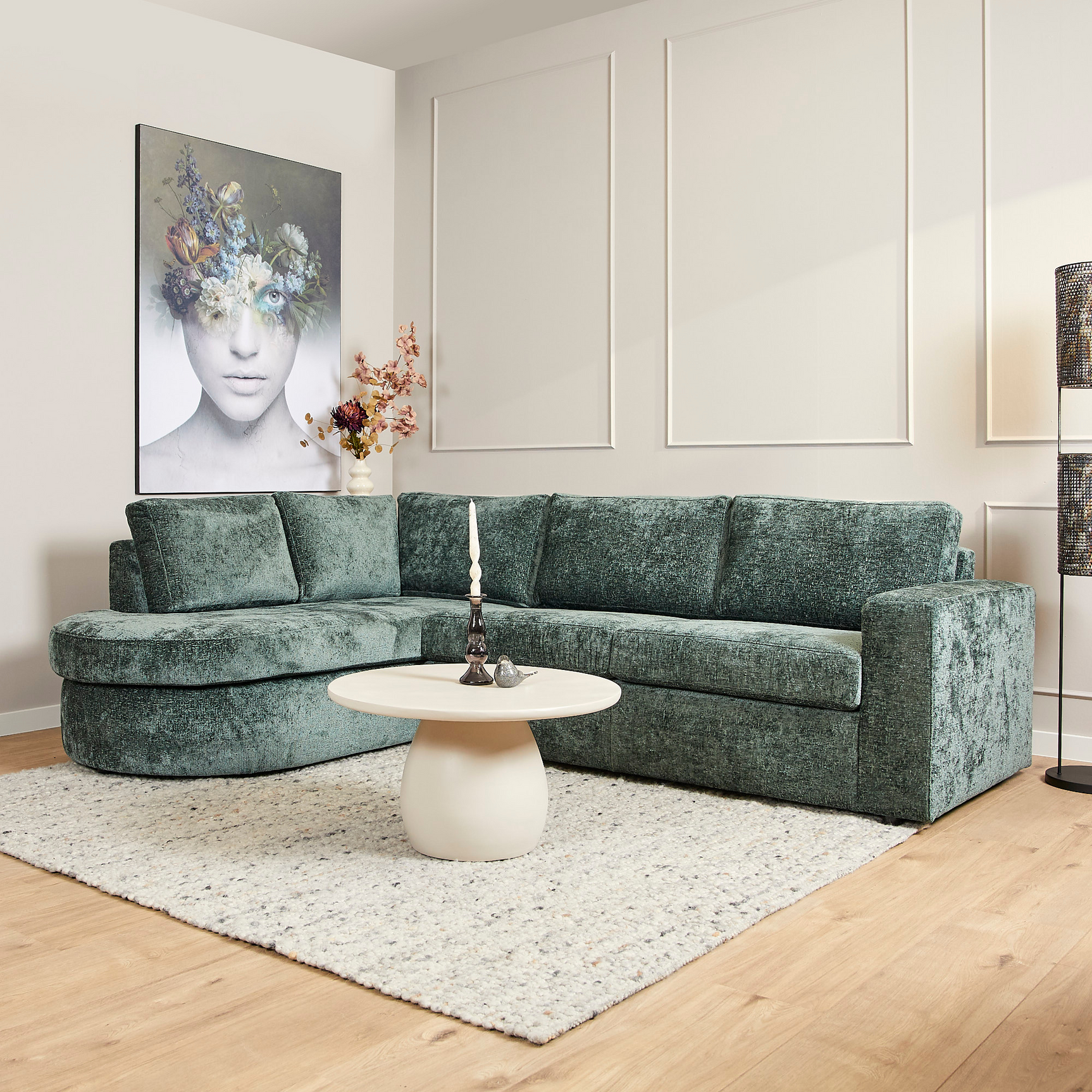 MySofa Alma | Divan links + 2,5-zits | Groen