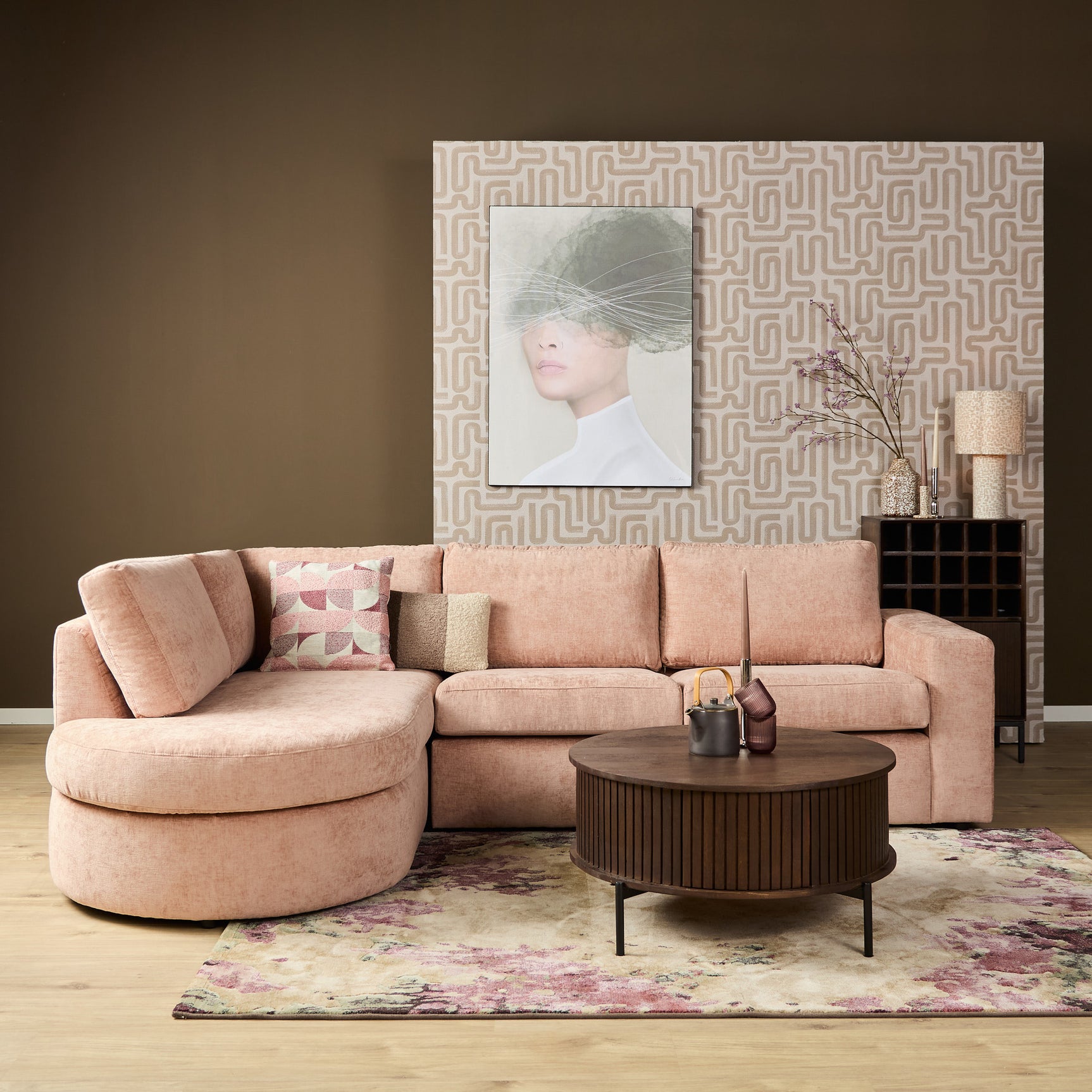 MySofa Alma hoekbank roze divan links + 2,5-zits