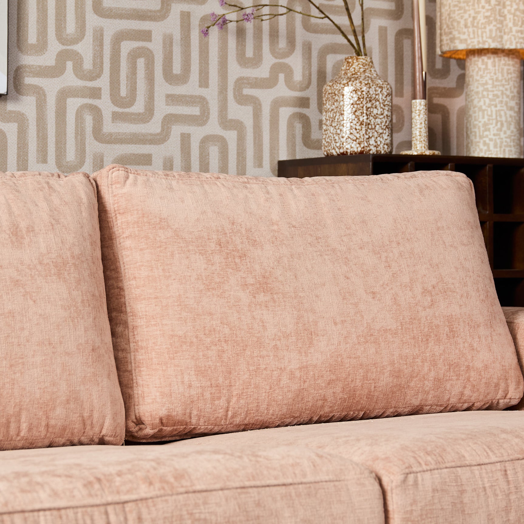MySofa Alma hoekbank roze 2,5-zits + divan rechts