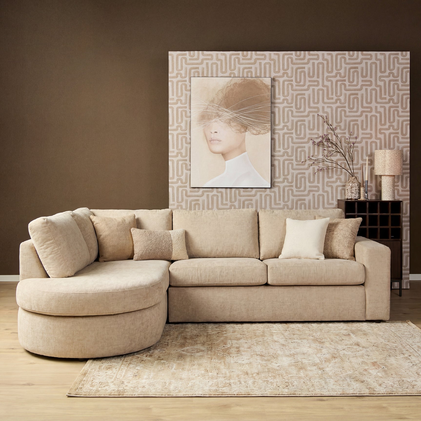MySofa Alma hoekbank beige, divan links + 2,5-zits