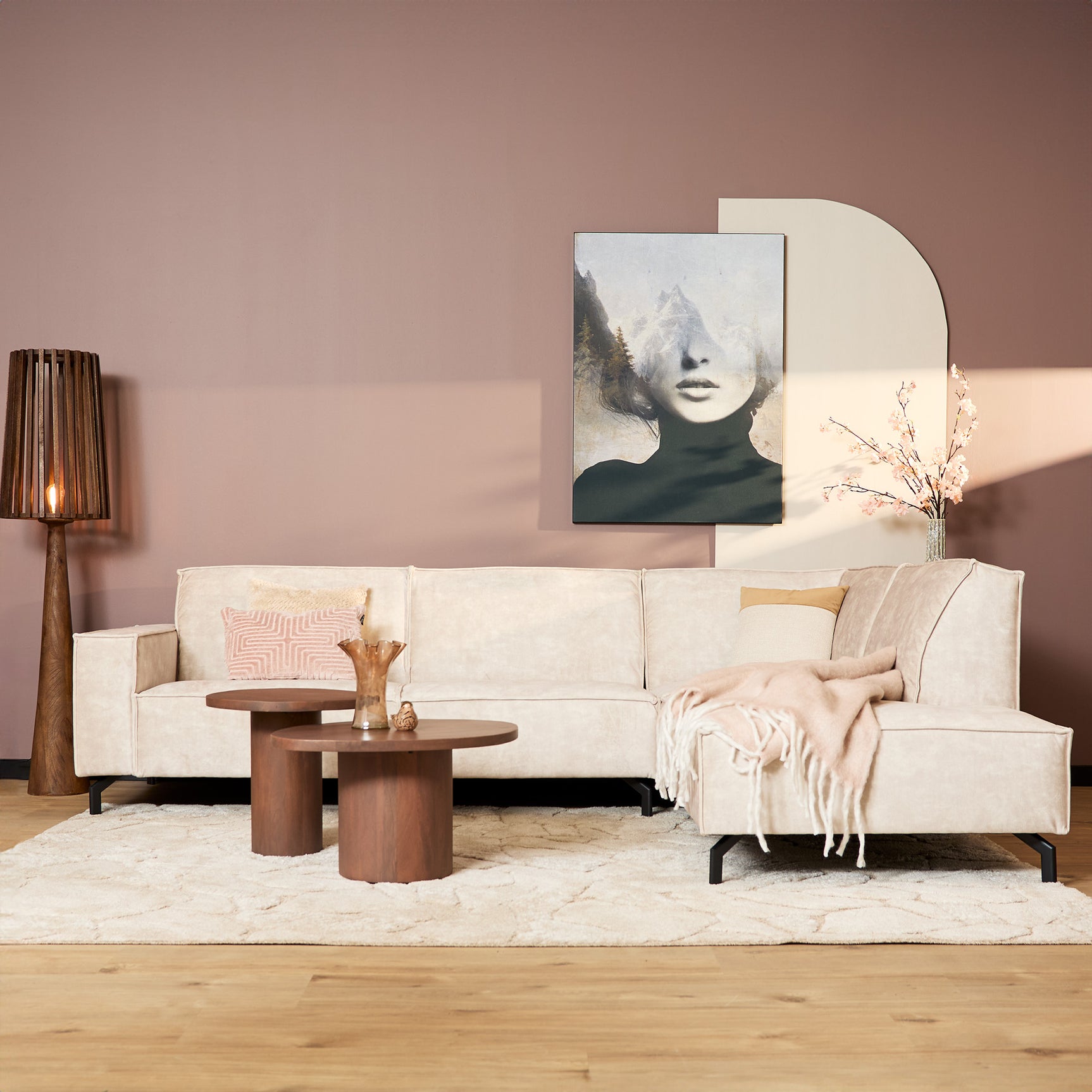 MySofa Floris| 2,5 zits + divan rechts | fluweel beige