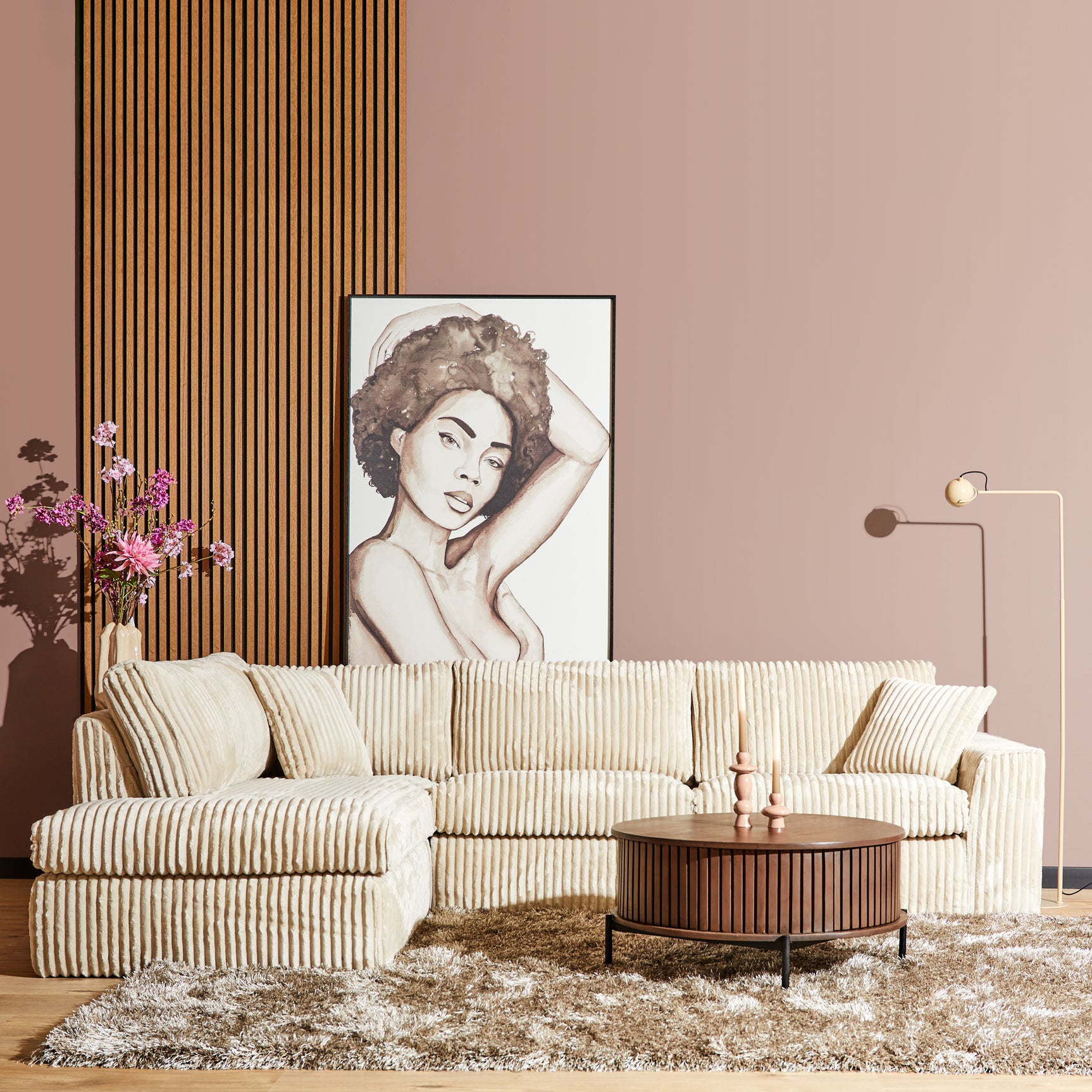 MySofa Teddy | Divan links + 2,5-zits | Beige