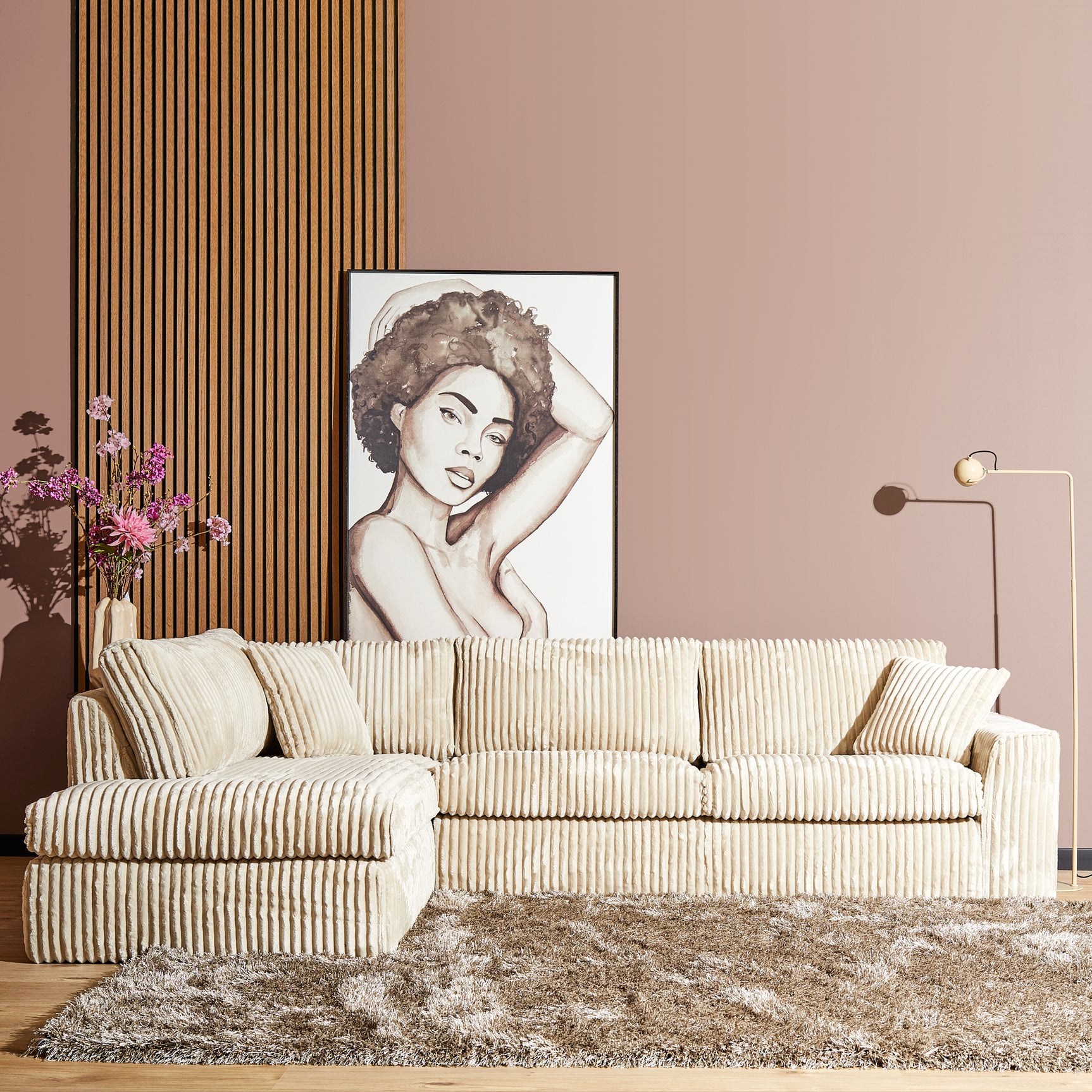 MySofa Teddy | Divan links + 2,5-zits | Beige