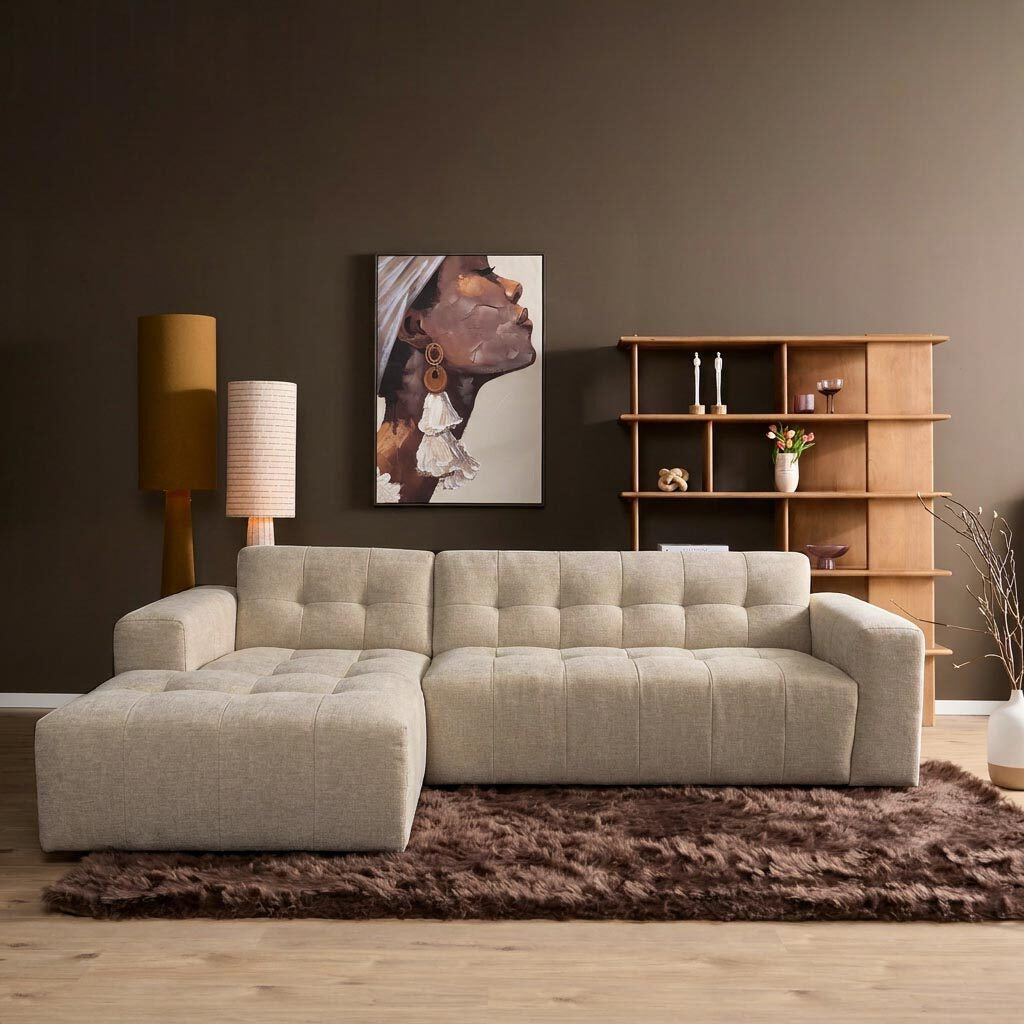 MySofa Ruby hoekbank beige lounge L + 2,5-zits arm rechts