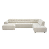 MySofa Ruby U-bank beige lounge links + 2,5-zits + ottomane rechts