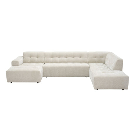 MySofa Ruby U-bank beige lounge links + 2,5-zits + ottomane rechts