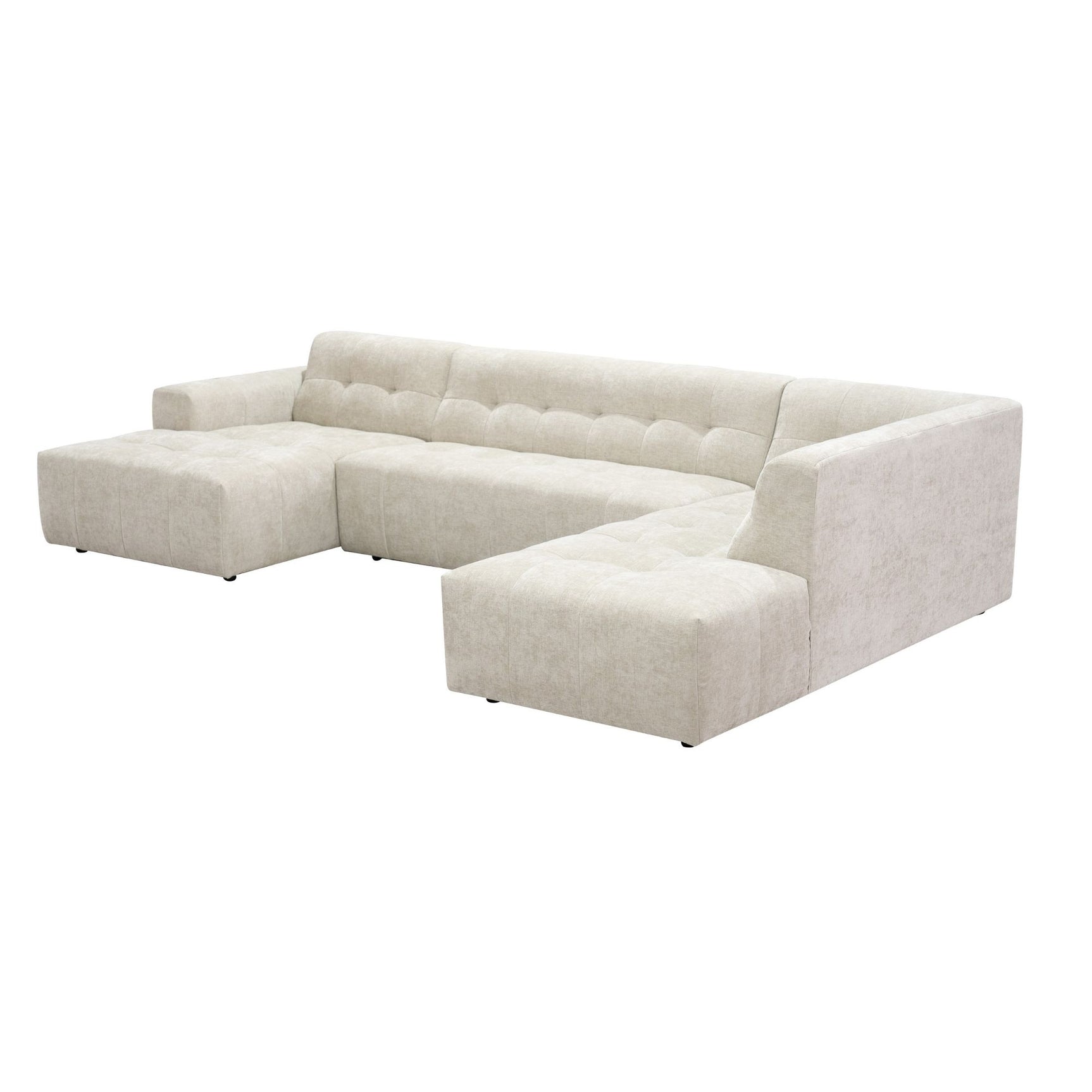 MySofa Ruby U-bank beige lounge links + 2,5-zits + ottomane rechts