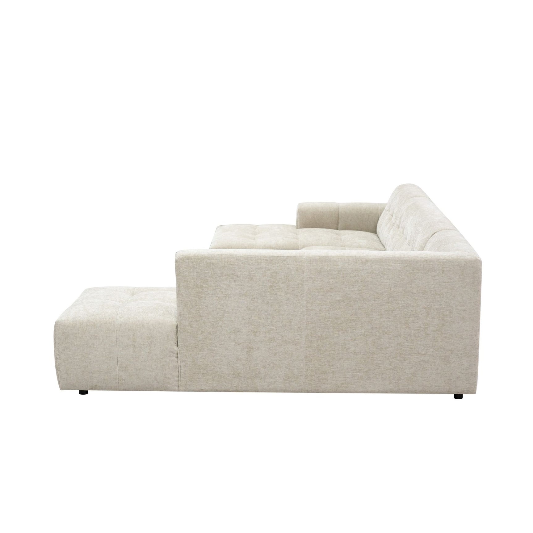 MySofa Ruby U-bank beige lounge links + 2,5-zits + ottomane rechts