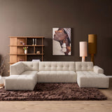 MySofa Ruby U-bank beige ottomane links + 2,5-zits + lounge rechts