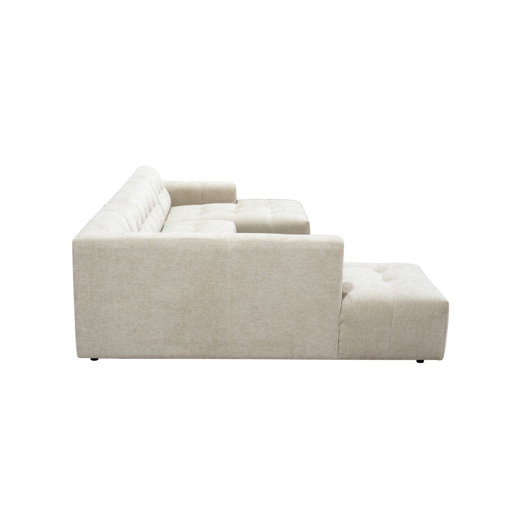 MySofa Ruby U-bank beige ottomane links + 2,5-zits + lounge rechts