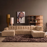 MySofa Ruby U-bank camel lounge links + 2,5-zits + ottomane rechts