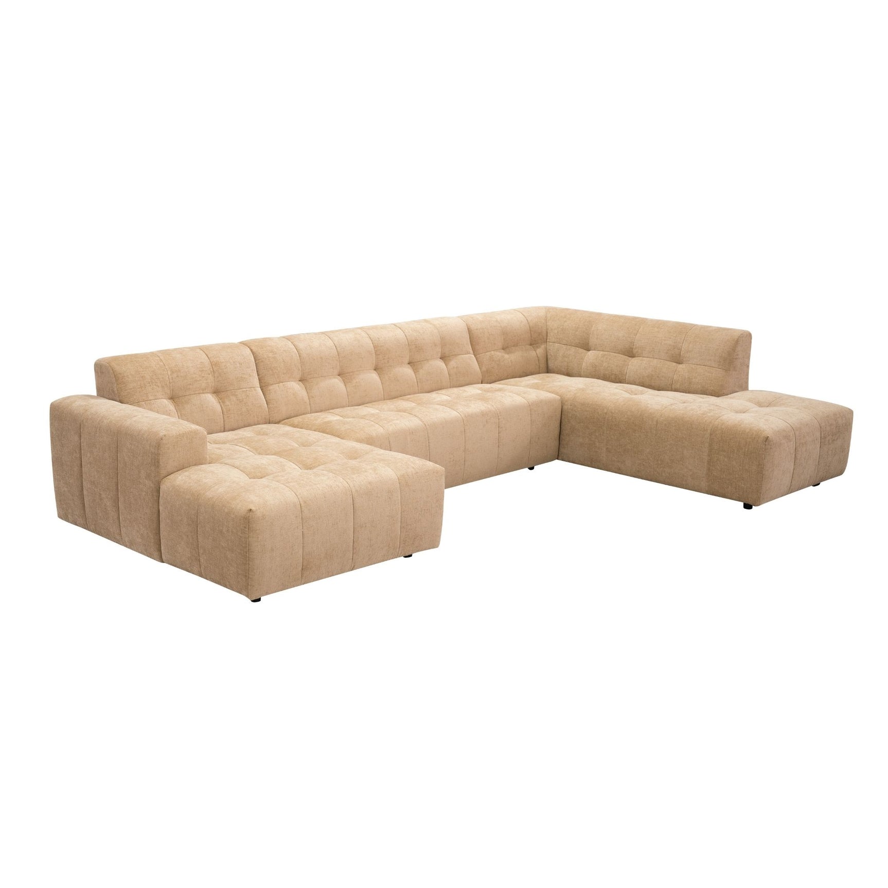 MySofa Ruby U-bank camel lounge links + 2,5-zits + ottomane rechts