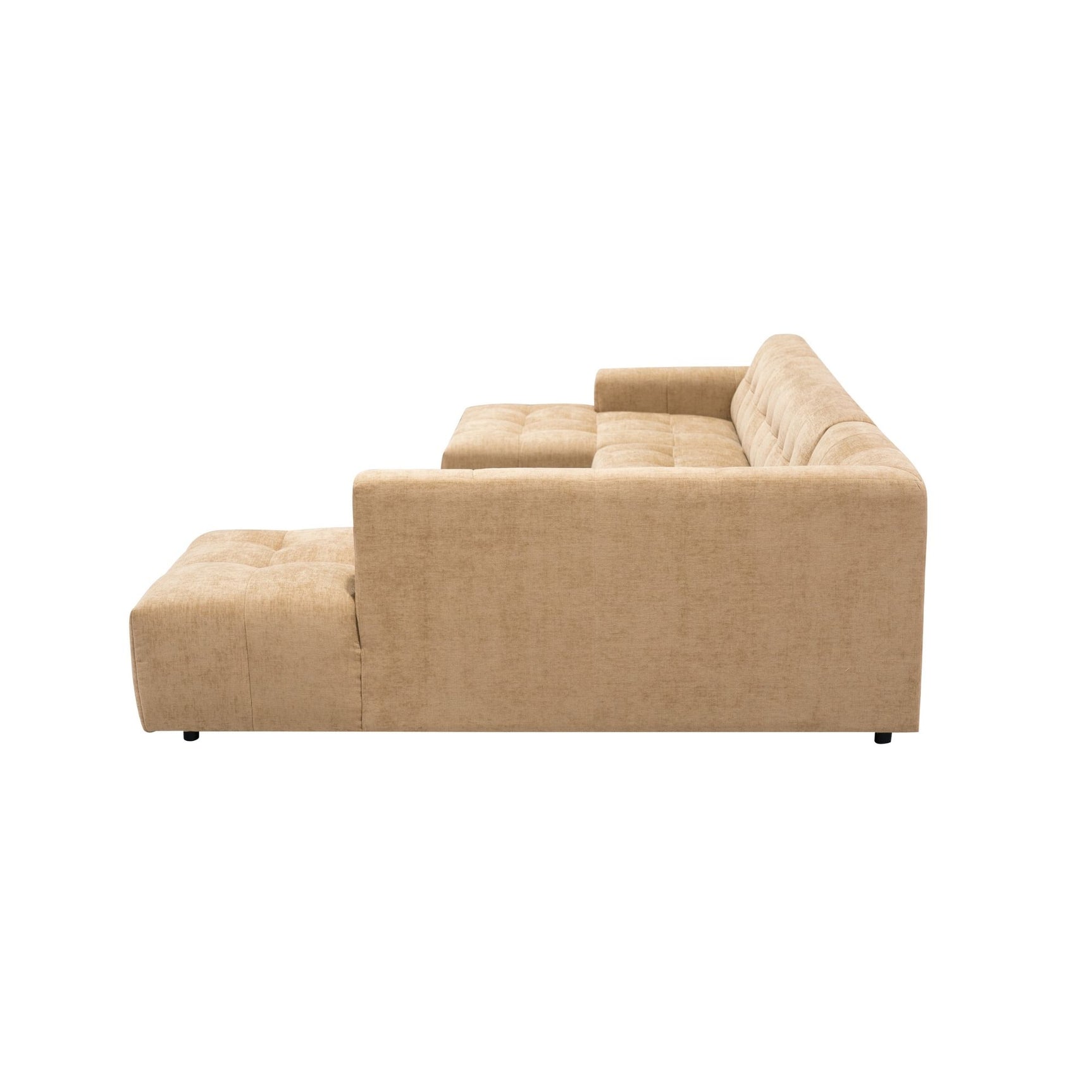 MySofa Ruby U-bank camel lounge links + 2,5-zits + ottomane rechts