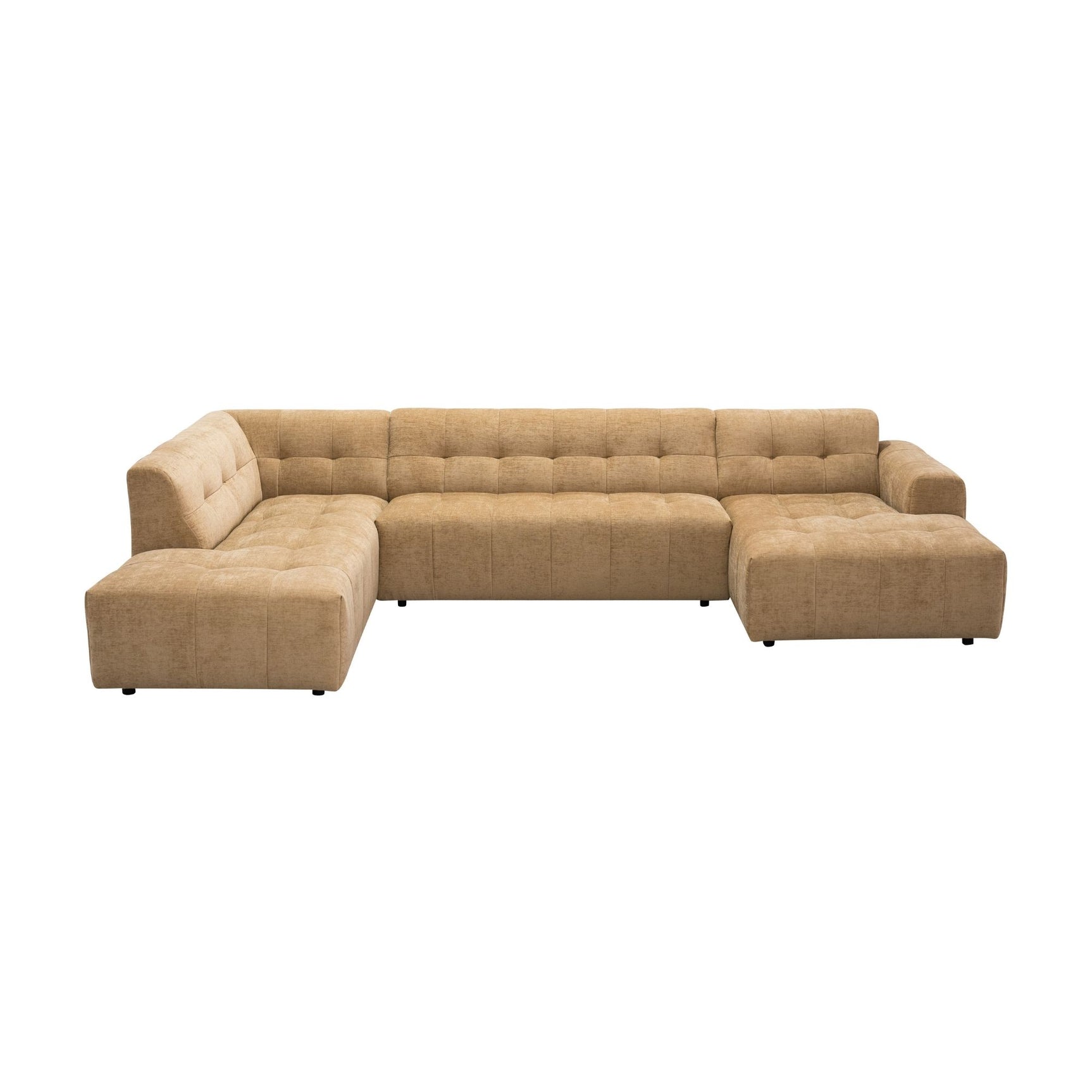 MySofa Ruby U-bank camel ottomane links + 2,5-zits + lounge rechts