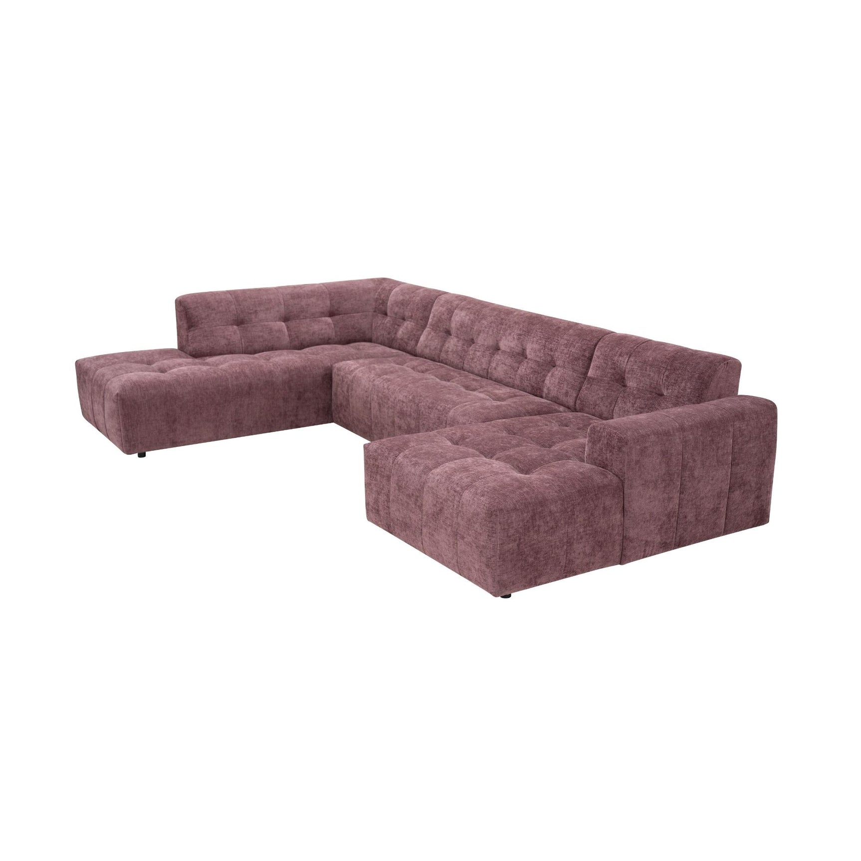 MySofa Ruby U-bank paars ottomane links + 2,5-zits + lounge rechts