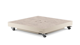 Parasolvoet met zandsteen-look bovenplaat en lichtbeige onderstel op 4 wielen